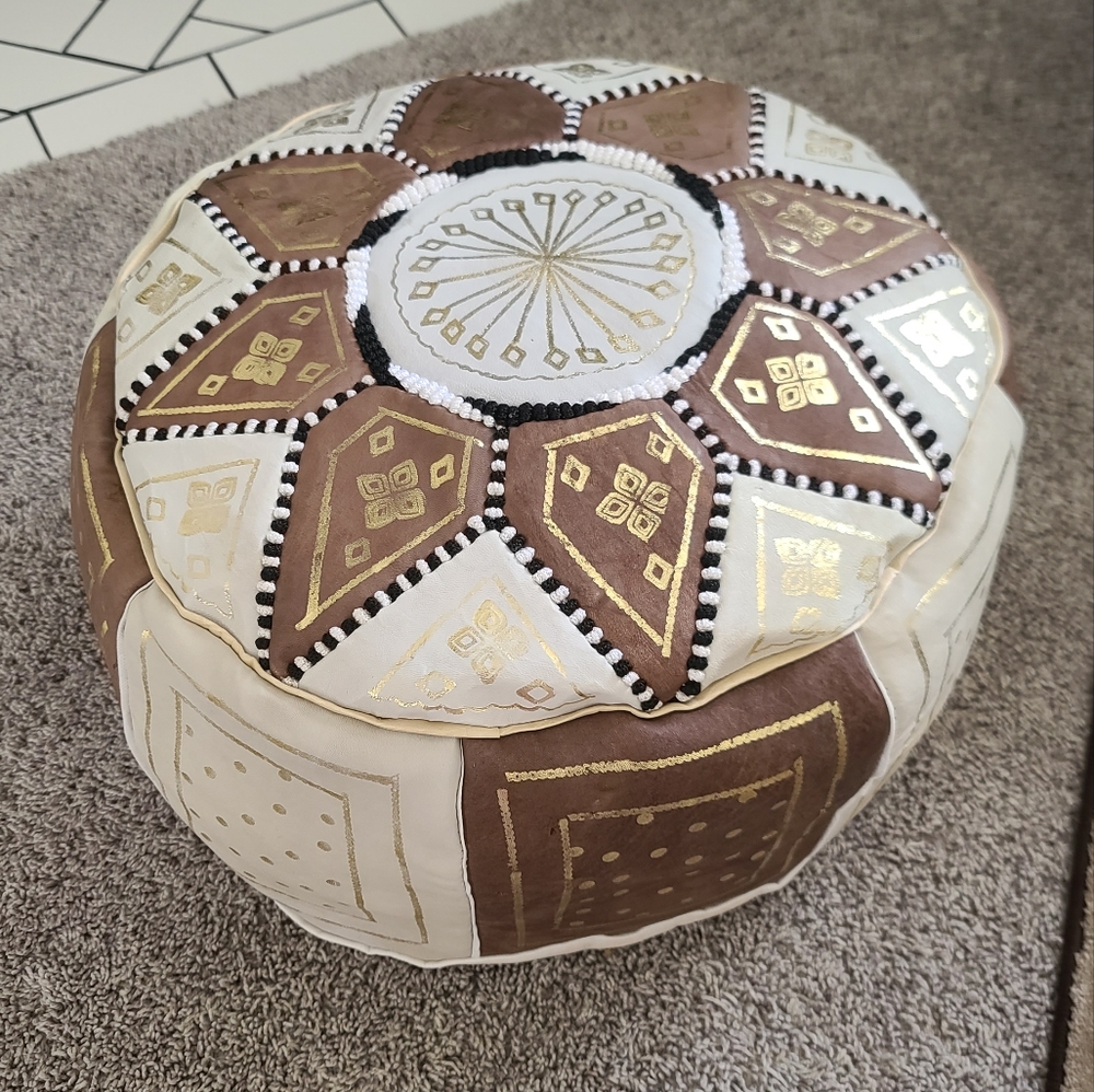 Elegant Gold and Brown Pouf